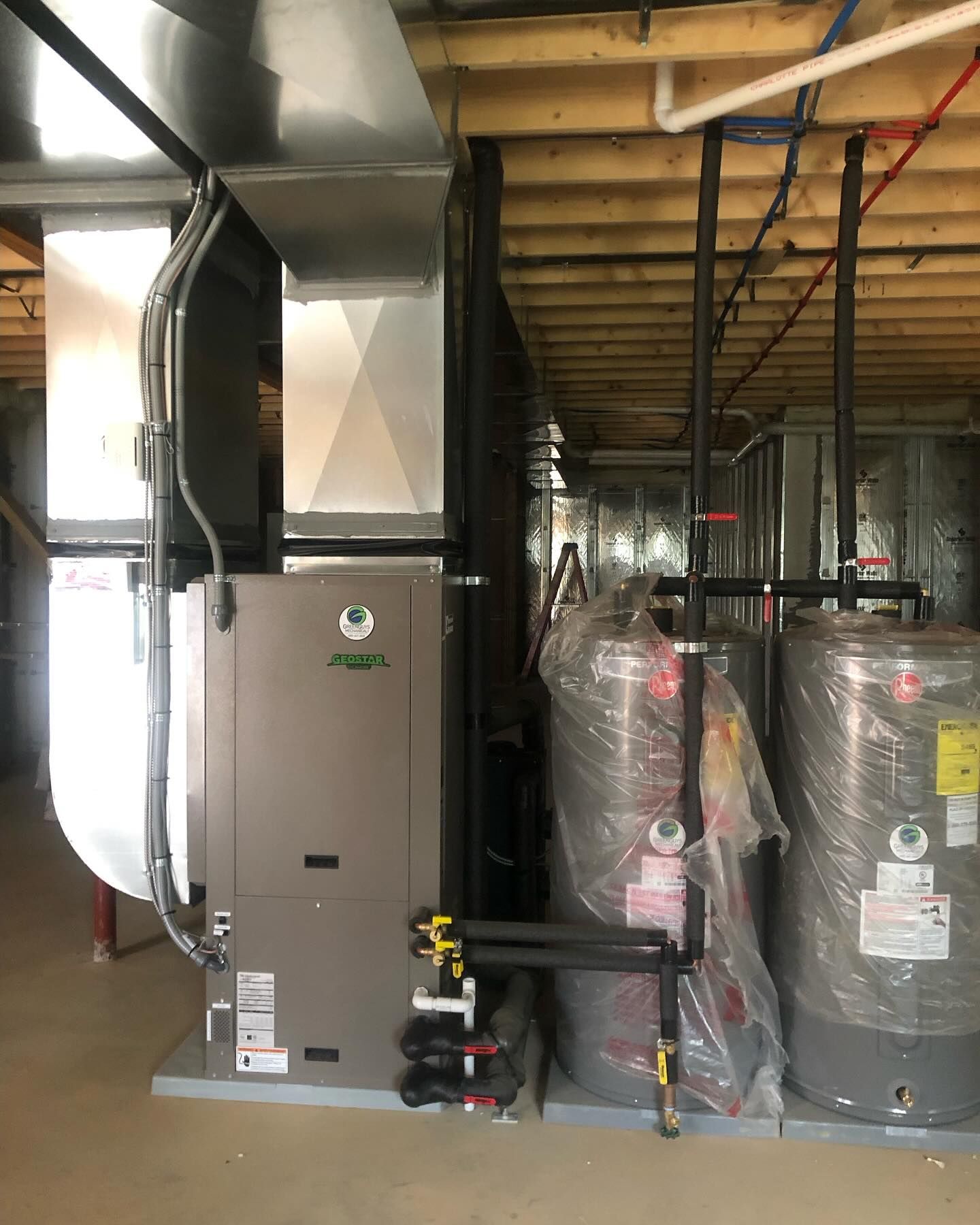 Installed geothermal heating equipment in a Rochester-area home