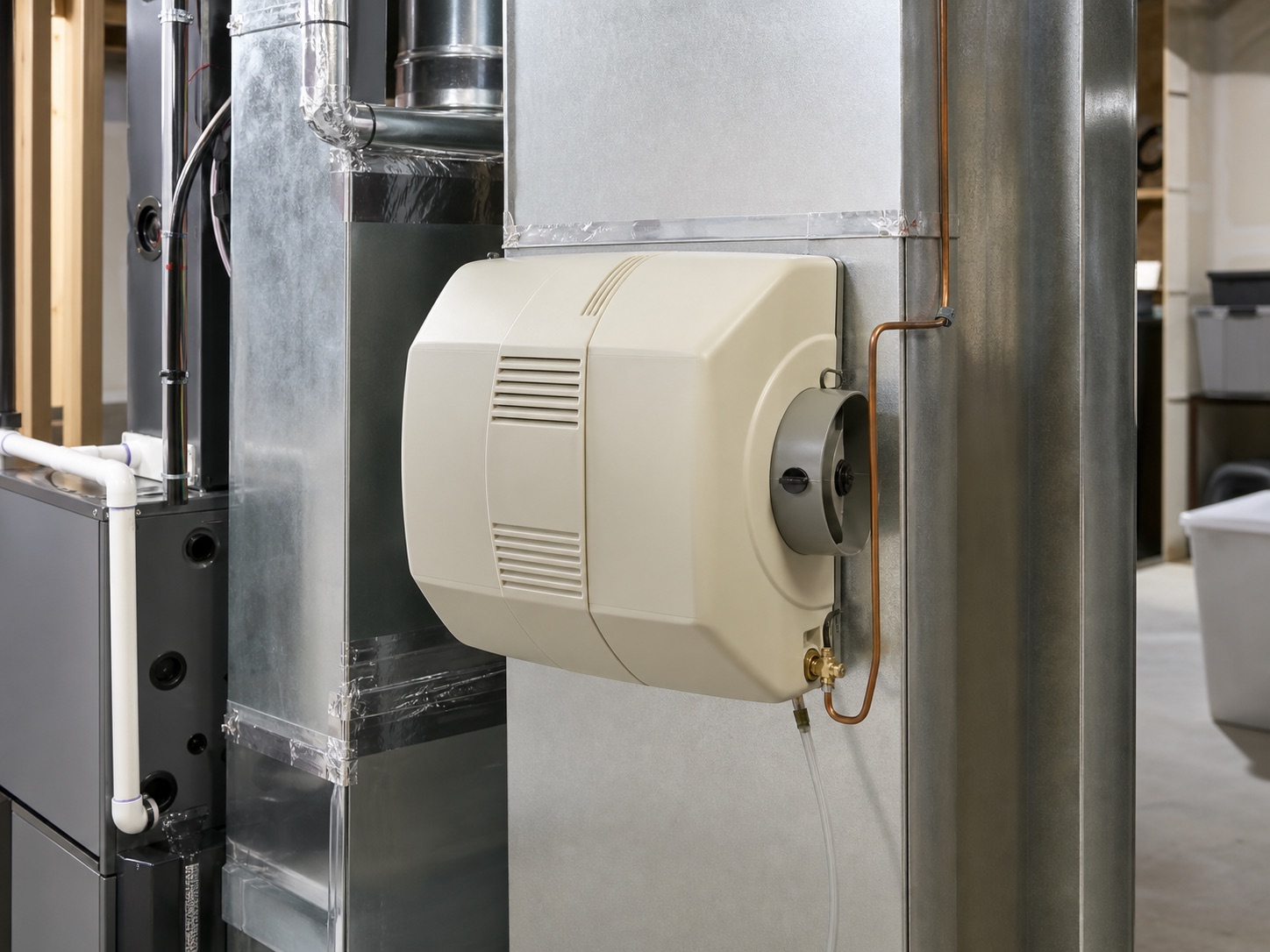Aprilaire-style whole-home humidifier for indoor air quality